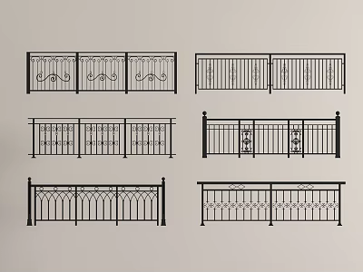 Jane European style fence iron fence handrail 3d model