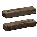 Two Vintage Wooden Stools With Worn Distressed Surface And Long Rectangular Shape 3d model