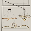Modern Contemporary Chandeliers With Circular Curved Metal Frames And Hanging Pendant Lights