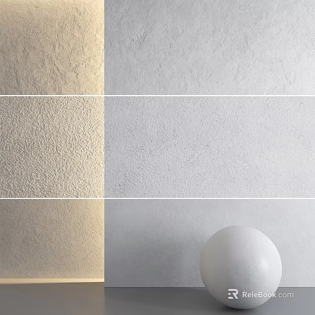 Decorative Wall Components With Various Textures Gold Gray Colors And White Sphere 3d model