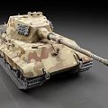 Detailed Military Camouflage Tank With Turret Gun Barrel And Tracks Design