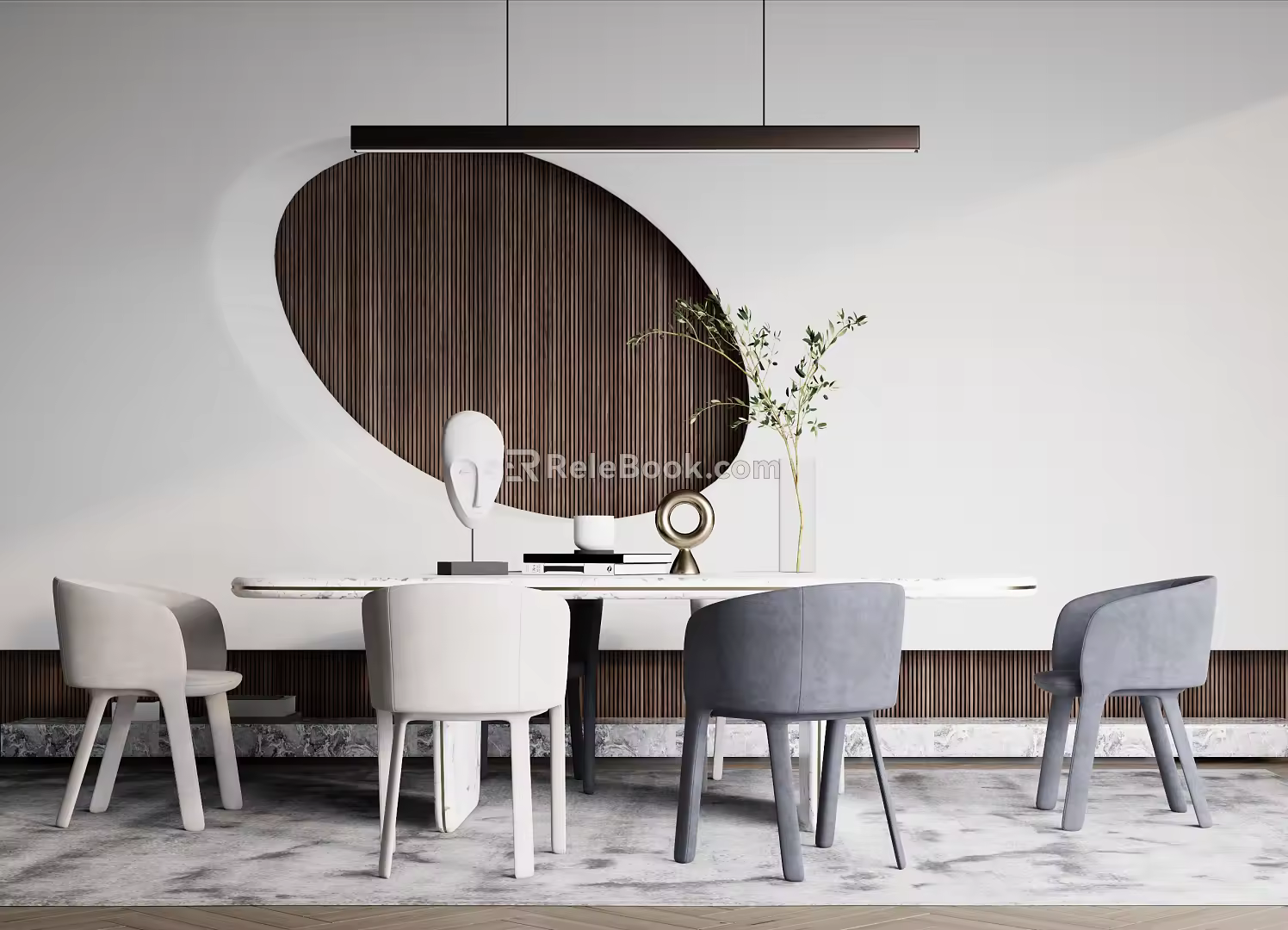 Modern Dining Table and Chair Combination Simple Dining Table and Chair Combination 3d model