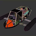 Black Red Hovercraft With Transparent Windshield Metal Frame And Floats 3d model