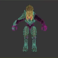 Scifi Character Creature With Armored Exoskeleton Golden Black Design And Clawed Hands