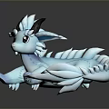 Cute Light Blue Dragon Game Movie Character With Black Horns And Big Eyes