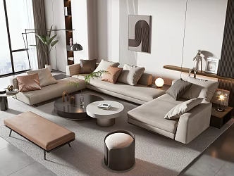 Minotti sofa coffee table combination 3d model