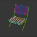 Modern Leisure Chair With Blue Woven Seat And Wooden Frame Design