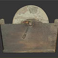 Vintage Garden Ornament With Wooden Structure Circular Stone Disc And Hand Crank