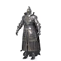 Medieval Knight Warrior In Full Metal Armor Standing With Decorative Patterns 3d model