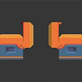 Orange And Blue Open Closed Boxes With Textured Interior Lids And Bases