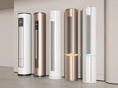 Modern Tower Air Conditioner Fans With White Gold Finishes And Multiple Stylish Designs 3d model