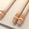 Traditional White Shafts With Golden Decorated Ends And Blue Glowing Accents On Fabric With Scroll