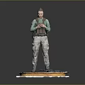 Woman in Green Top Khaki Pants Wearing Tactical Vest Standing on Platform with Patterned Base