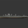 Vintage Warship with Multiple Chimneys Masts and Deck Structures as Classic Water Vessel 3d model