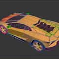 Modern Yellow Sports Car With Sleek Design Black Roof And Blue Rear Accents