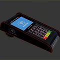 Black Payment Terminal With Blue Screen Insert Card Prompt Keypad And Contactless Payment