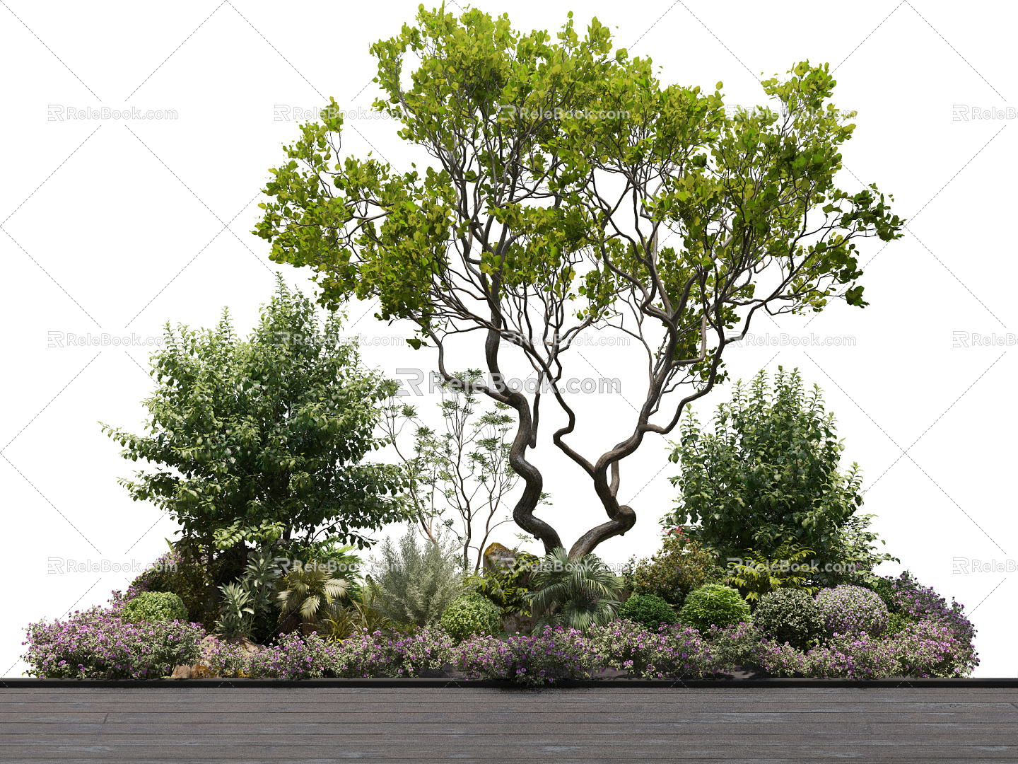 Modern Tree Plant Landscape Cluster 3d model