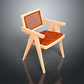 Stylish Leisure Chair With Wooden Frame Woven Backrest And Brown Cushioned Seat Modern Minimalist Design