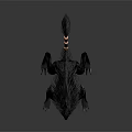 Game Movie Character With Gray Fur Red Eyes Striped Tail And Sharp Claws