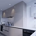 Modern Kitchen Interior Design With Gray Cabinets Marble Countertop And Appliances