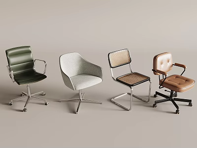 Modern Office Chairs Featuring Four Different Colors Leather Fabric Mesh And Ergonomic Design 3d model