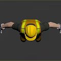 Man Wearing Yellow Hard Hat Safety Vest Gloves Brown Pants And Black Shoes
