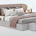 Modern Elegant Double Bed Interior With Upholstered Headboard Nightstands And Table Lamps 3d model