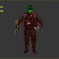 Game and Movie Tactical Soldier Character in Military Gear With Helmet and Rifle Standing Pose