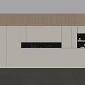 Modern Luxury Reception Desk With Wooden Background White Countertop Built-in Lighting And Decorative Ornaments