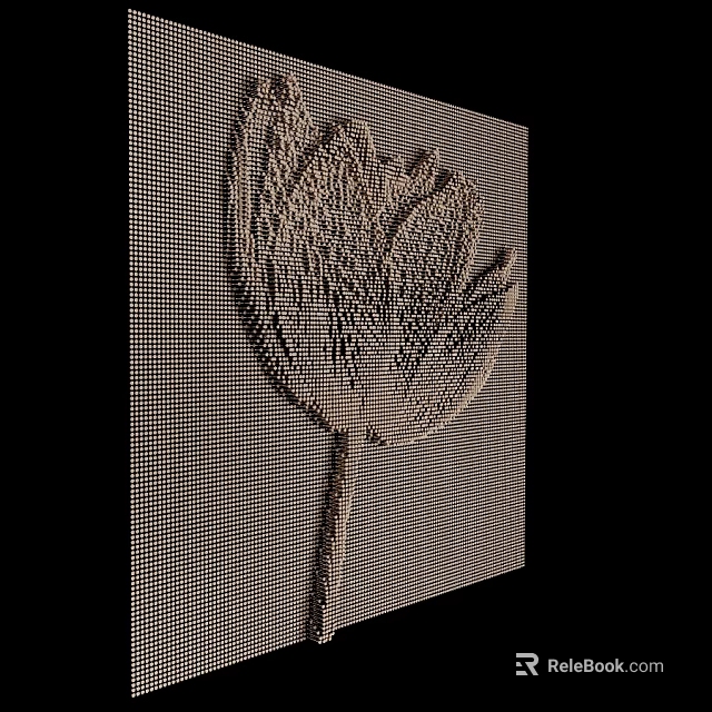Flower Shaped Art Installation With Grid Pattern And 3D Structure On Black Background 3d model 