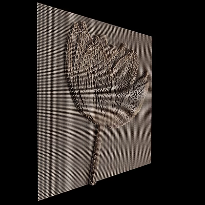 Flower Shaped Art Installation With Grid Pattern And 3D Structure On Black Background 3d model