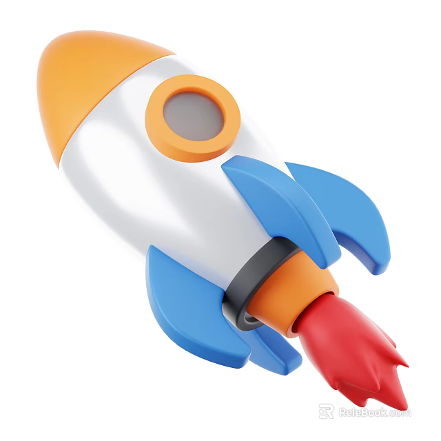 Colorful Toy Rocket Weapon With Orange White Blue And Red Design Features Circular Window 3d model 