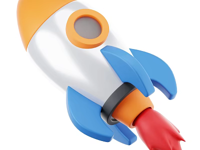 Colorful Toy Rocket Weapon With Orange White Blue And Red Design Features Circular Window 3d model