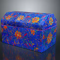 Elegant Vibrant Blue Decorative Storage Box With Colorful Floral Patterns