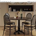 Middle ancient style log dining table and chair combination 3d model