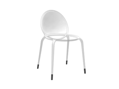 Modern White Leisure Chair With Round Backrest Metal Legs And Black Non Slip Pads 3d model