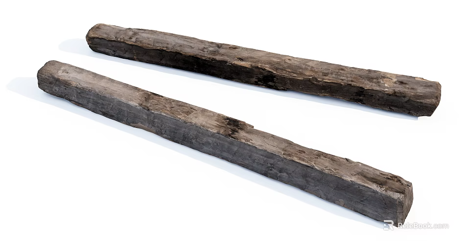 Natural Stone And Wooden Beams With Rough Textured Surfaces For Decor Projects 3d model 
