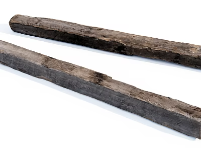Natural Stone And Wooden Beams With Rough Textured Surfaces For Decor Projects 3d model