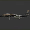 Fighter Jet With Unique Paint Design Black Brown Silver Color Scheme Detailed Wings Mechanical Patterns