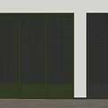 Green Three Panel Arched Glass Doors With Grid Design And Dark Brown Single Panel Door
