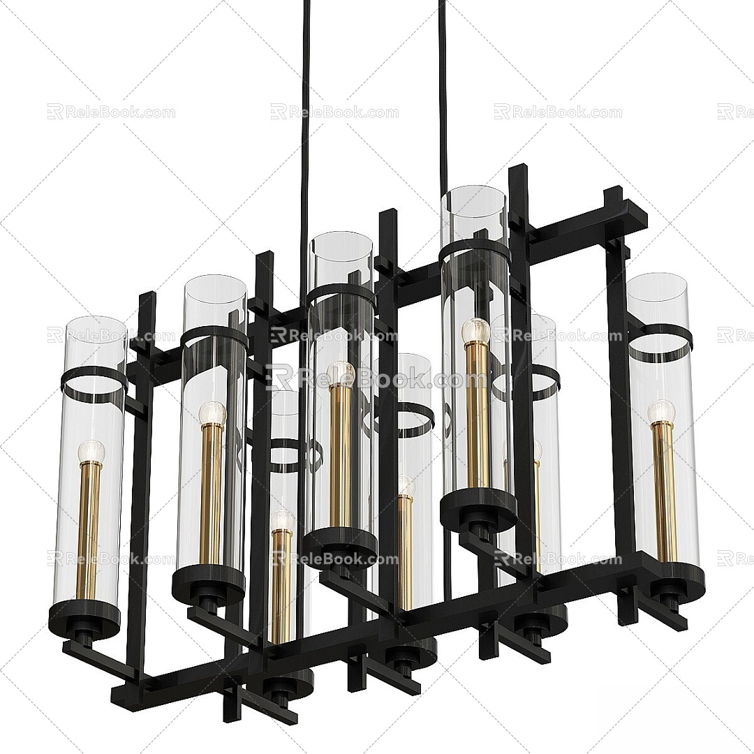 chandelier clear glass tube island model