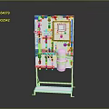 Industrial Equipment With Control Panel Pipes Valves And White Tank On Metal Stand