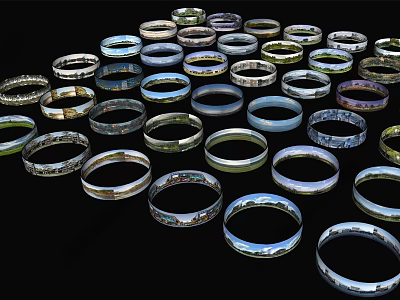 Colorful Decorative Bracelets With Various Patterns And Stacked Arrangement 3d model
