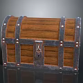 Vintage Wooden Treasure Chest With Metal Straps Lock And Rivets