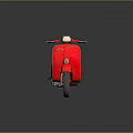 Red Vintage Scooter With Black Seat And Classic Retro Design Features