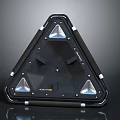 Modern Black Metal Gate With Triangle Design And Cold Hub Illumination Features 3d model