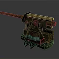 Vintage Metal Cannon With Long Barrel Sturdy Mount And Retro Mechanical Design
