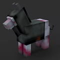 Pixelated Animal Character 3D Model With Black And Pink Colors