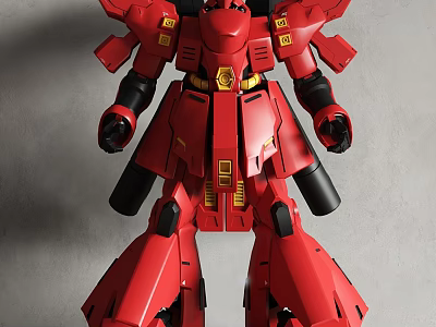Highly Detailed Red Mecha Robot Model With Armor And Weapon Parts 3d model