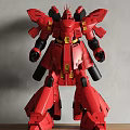 Highly Detailed Red Mecha Robot Model With Armor And Weapon Parts